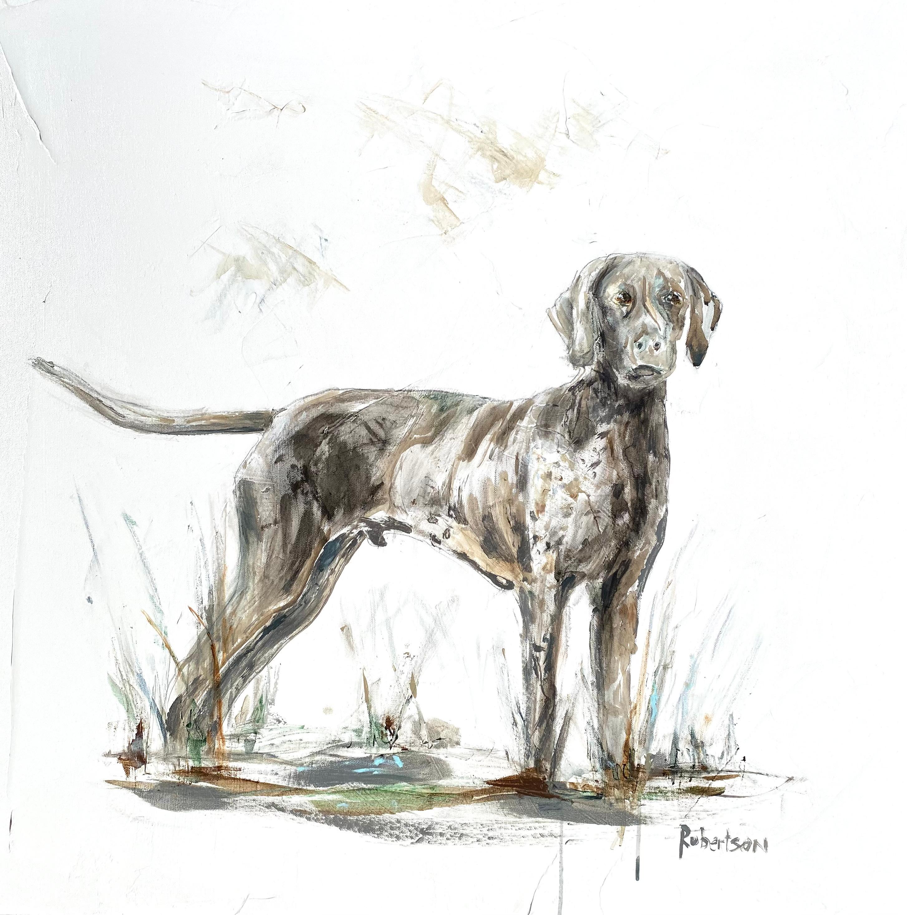 Brother by Sarah Robertson, grande peinture carrée de chien sur toile