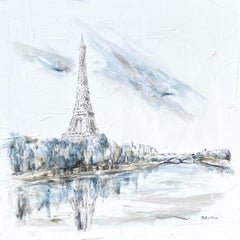 Eiffel Tower River View by Sarah Robertson, Impressionist Paris Painting