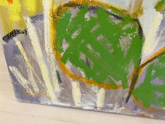 Garden Bird by Sarah Robertson, Impressionist Mixed Media Floral Painting