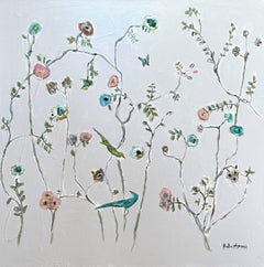 Garden on Blush by Sarah Robertson, Square Floral Painting
