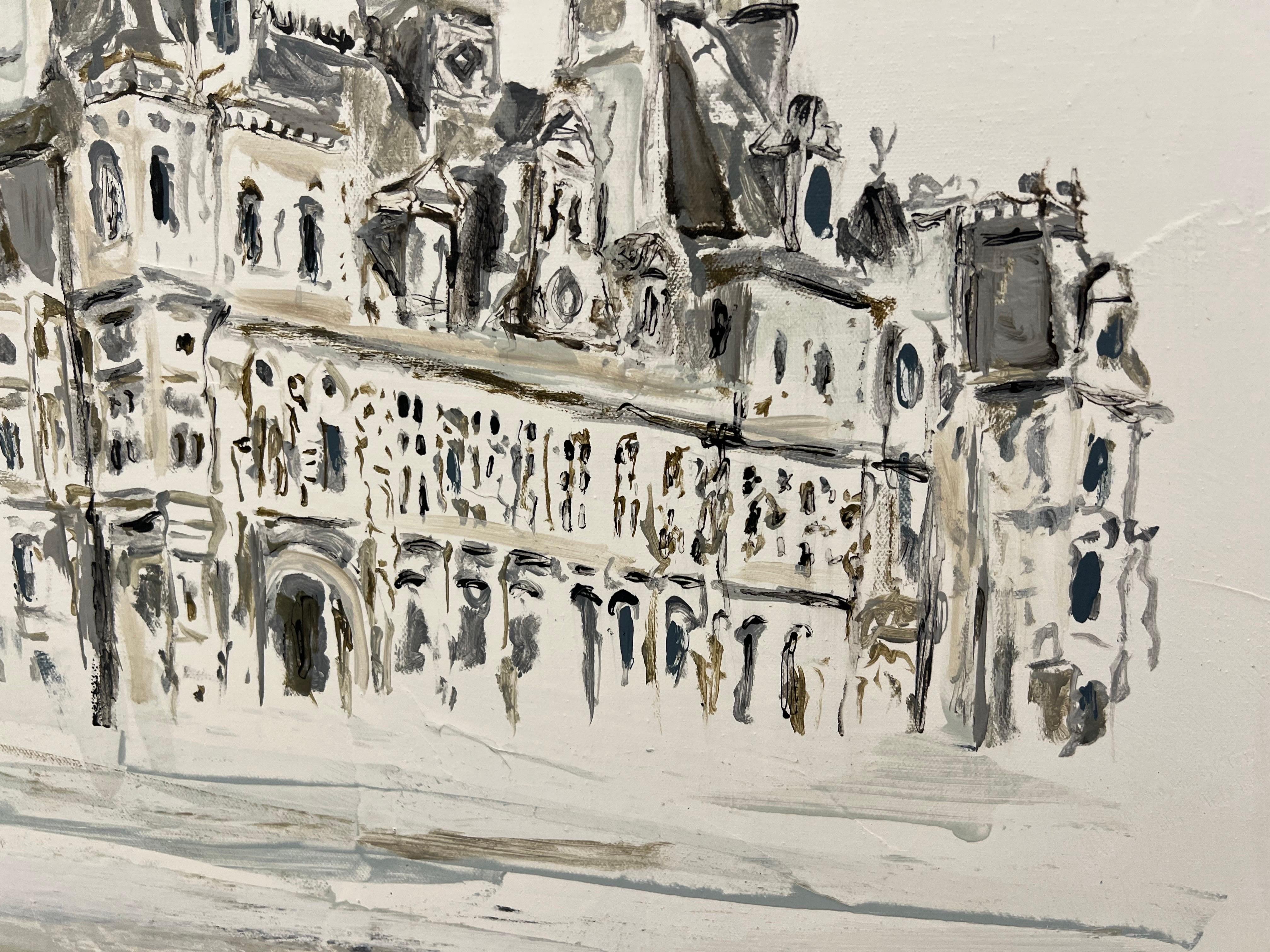 Hotel de Ville by Sarah Robertson, Impressionist Mixed Media Paris Painting For Sale 1