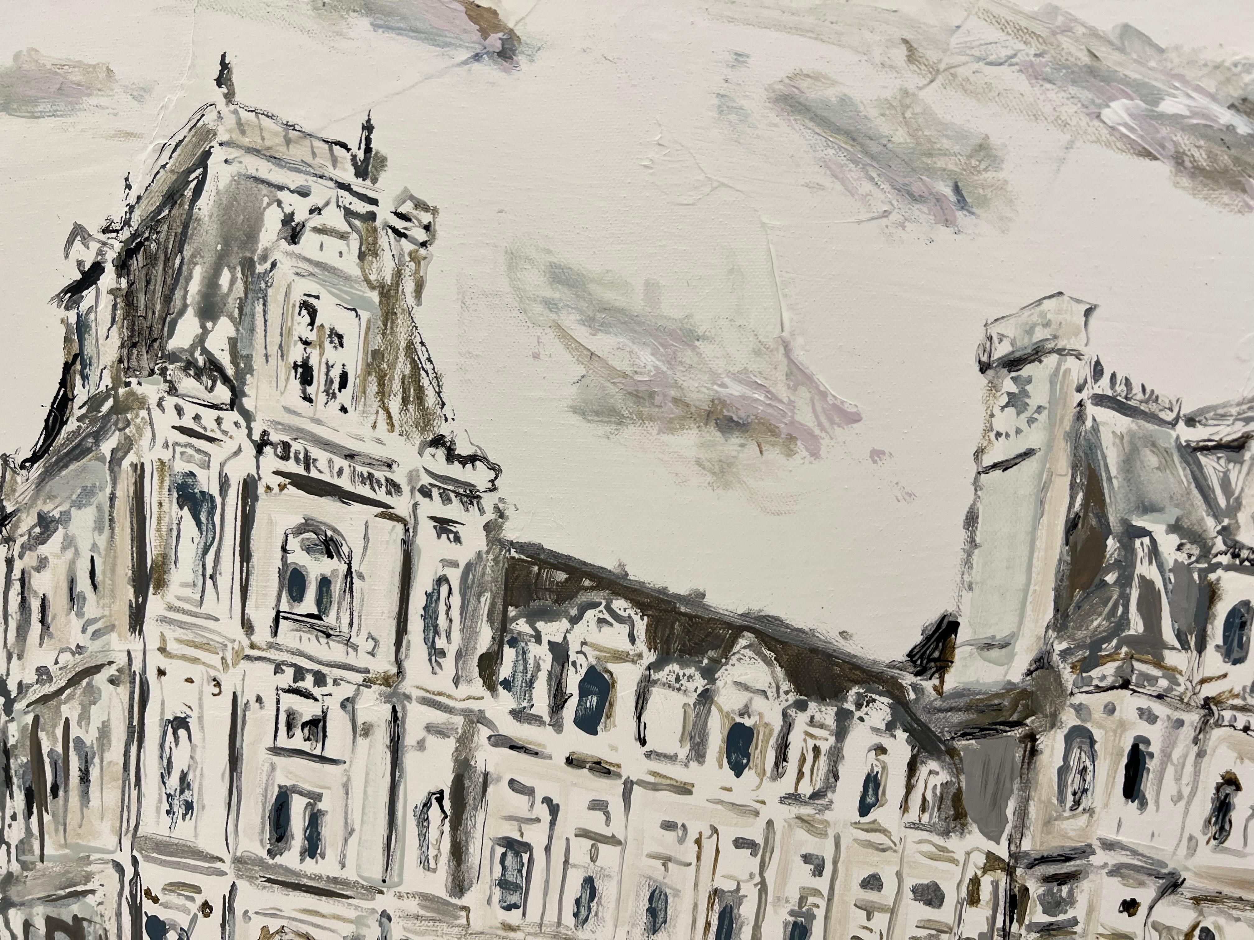 Hotel de Ville von Sarah Robertson, impressionistisches Pariser Gemälde in Mischtechnik im Angebot 6