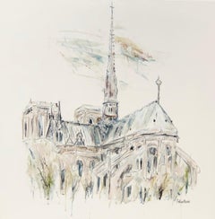 Notre Dame Morning by Sarah Robertson, Impressionist Mixed Media Painting