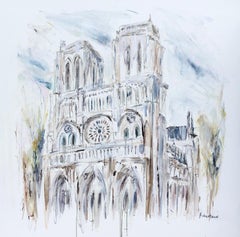 Notre Dame, Sarah Robertson Mixed Media on Canvas Painting
