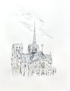 Peinture sur papier Notre Dame View par Sarah Robertson, Paris