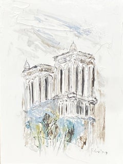 Notre Dame, West Facade by Sarah Robertson, Vertical Parisian Painting on Canvas