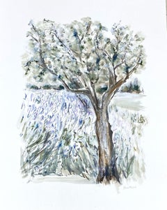 Les oliviers dans la lavande par Sarah Robertson, France Peinture sur papier