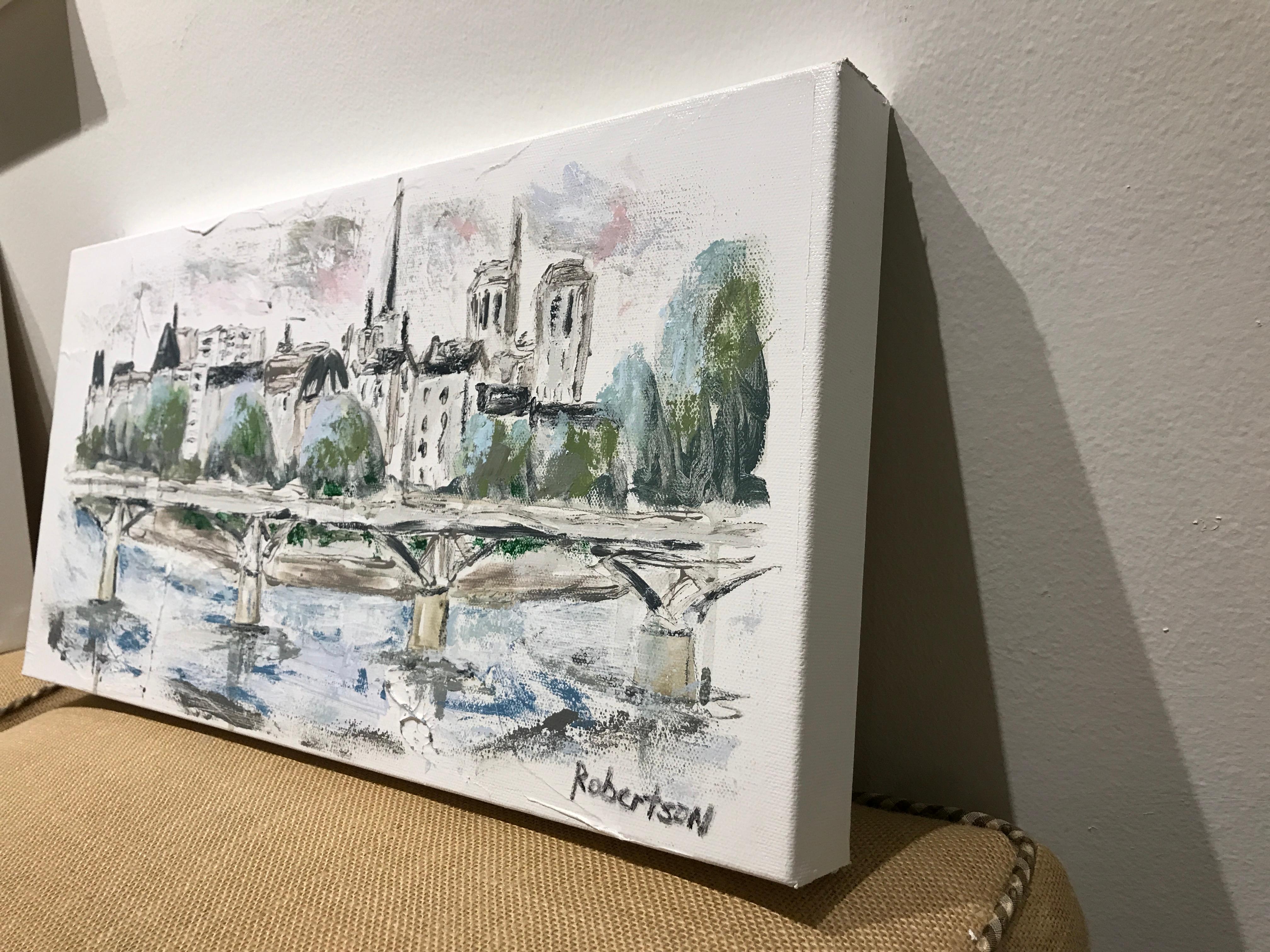 Pont des Arts Over River Seine, Sarah Robertson Impressionist Parisian Scene 6