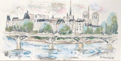 Pont des Arts Over River Seine, Sarah Robertson Impressionist Parisian Scene