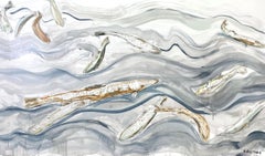 River Fish I, Contemporary Coastal Mixed Media Painting by Sarah Robertson