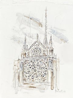 Rose Window by Sarah Robertson, Vertical Parisian Painting on Canvas