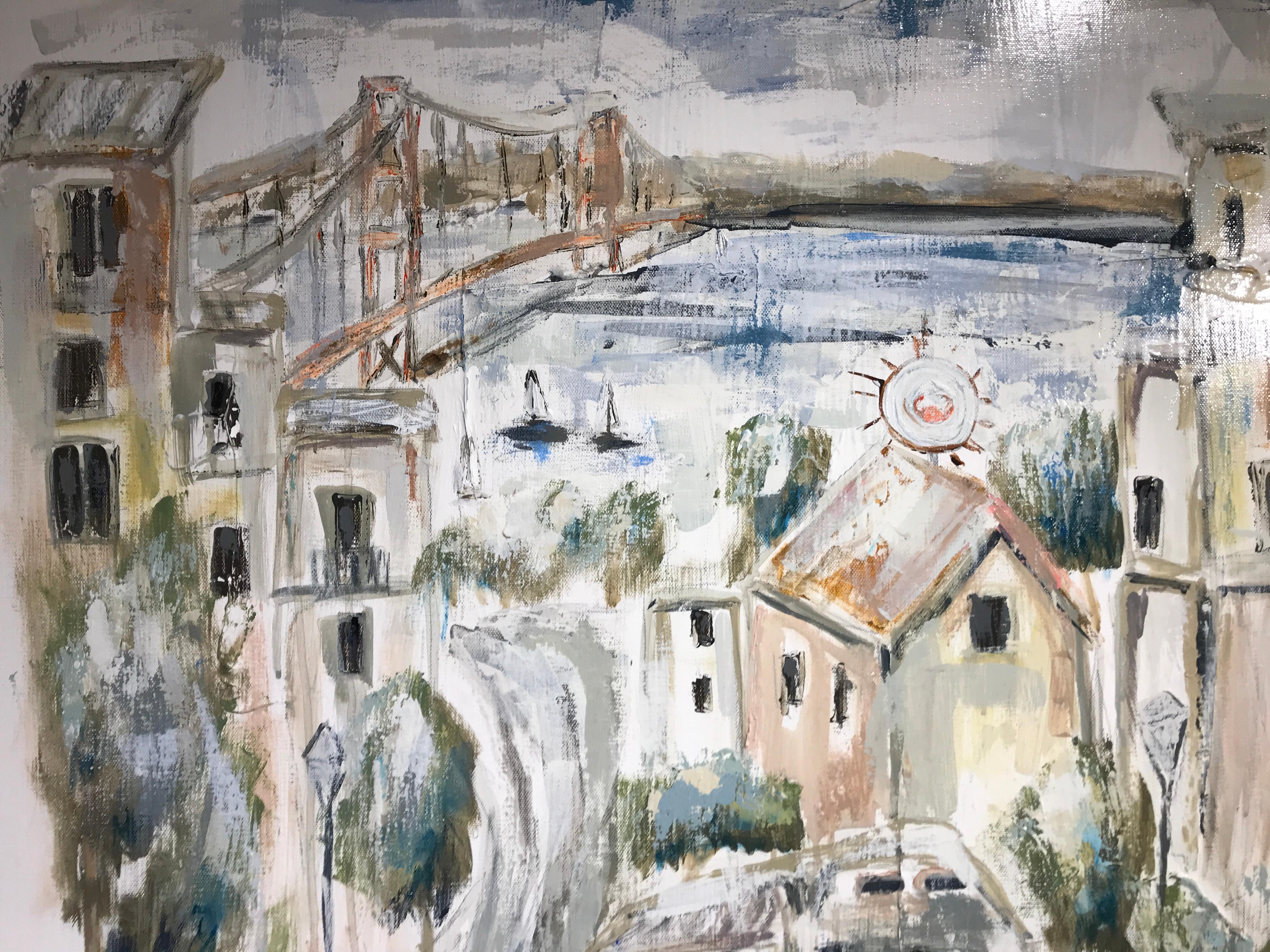 San Francisco View by Sarah Robertson, Square Impressionist Cityscape Painting 3