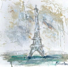 The Eiffel Tower, Sarah Robertson Petite Mixed Media on Canvas Parisian Painting