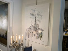 The Spire, Notre Dame by Sarah Robertson Paris Painting with Blue Painting