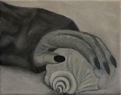 Black and White, Oil Painting, Small, Hand, Shell,