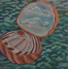 Shell, Sea Life, Humor, Pop Culture, Surrealist, Small Oil Painting