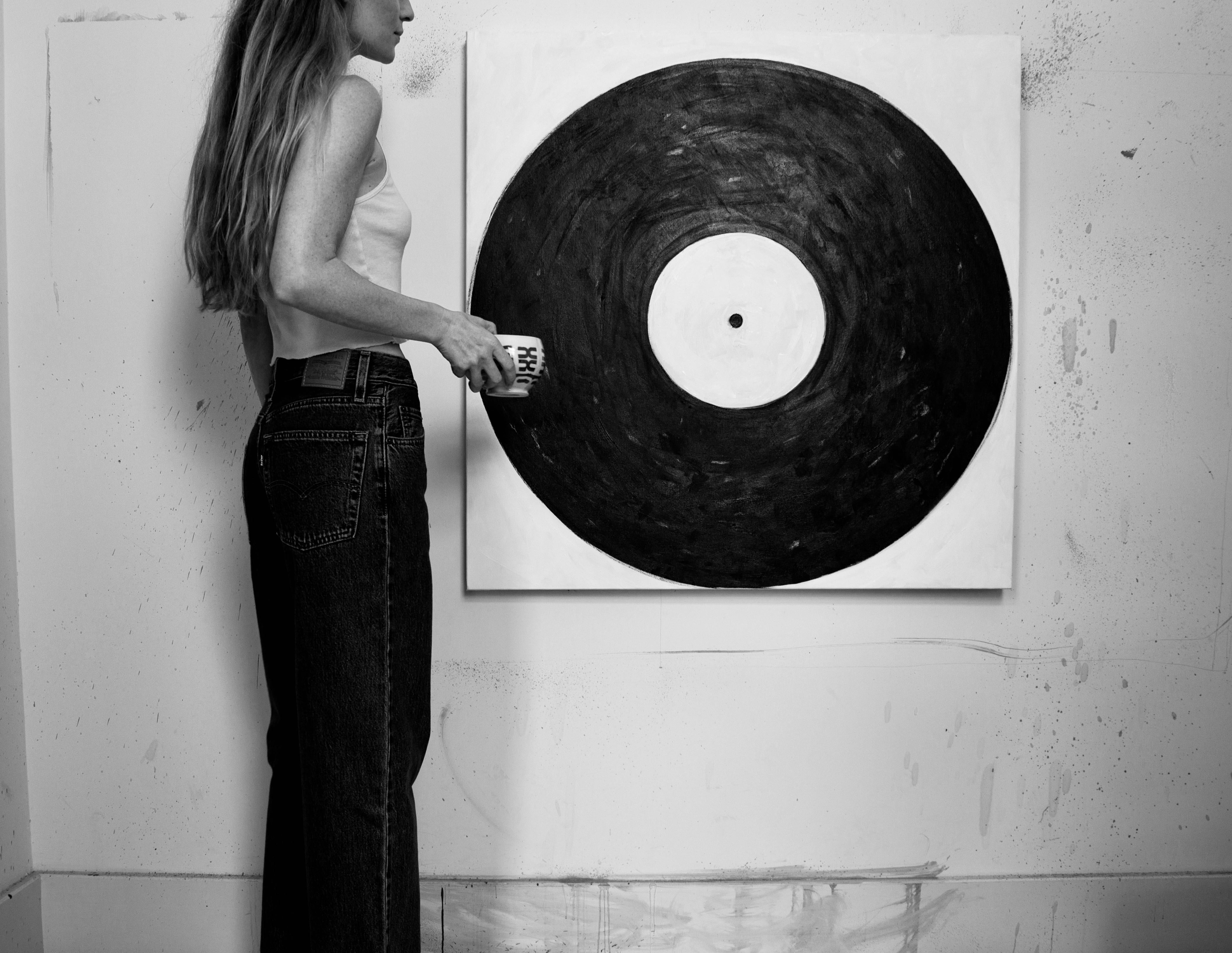 Big Black Record - Contemporary Painting by Sarah Rupp