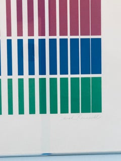 Sarah Russell Abstract Lithograph in Green, Blue, Yellow, Red, Orange and Purple