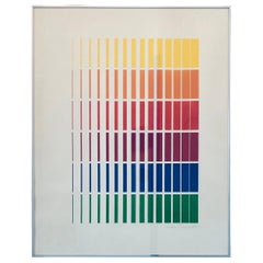 Sarah Russell Abstract Lithograph in Green, Blue, Yellow, Red, Orange and Purple