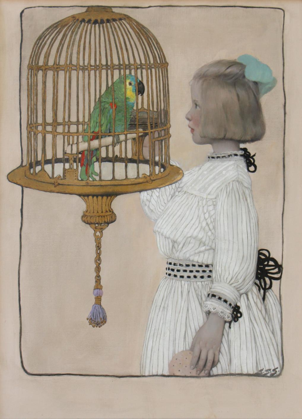 Figurative Painting di Sarah S. Stilwell Weber - Due polli