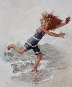 Little Girl Running from Waves, Original cover for The Saturday Evening Post