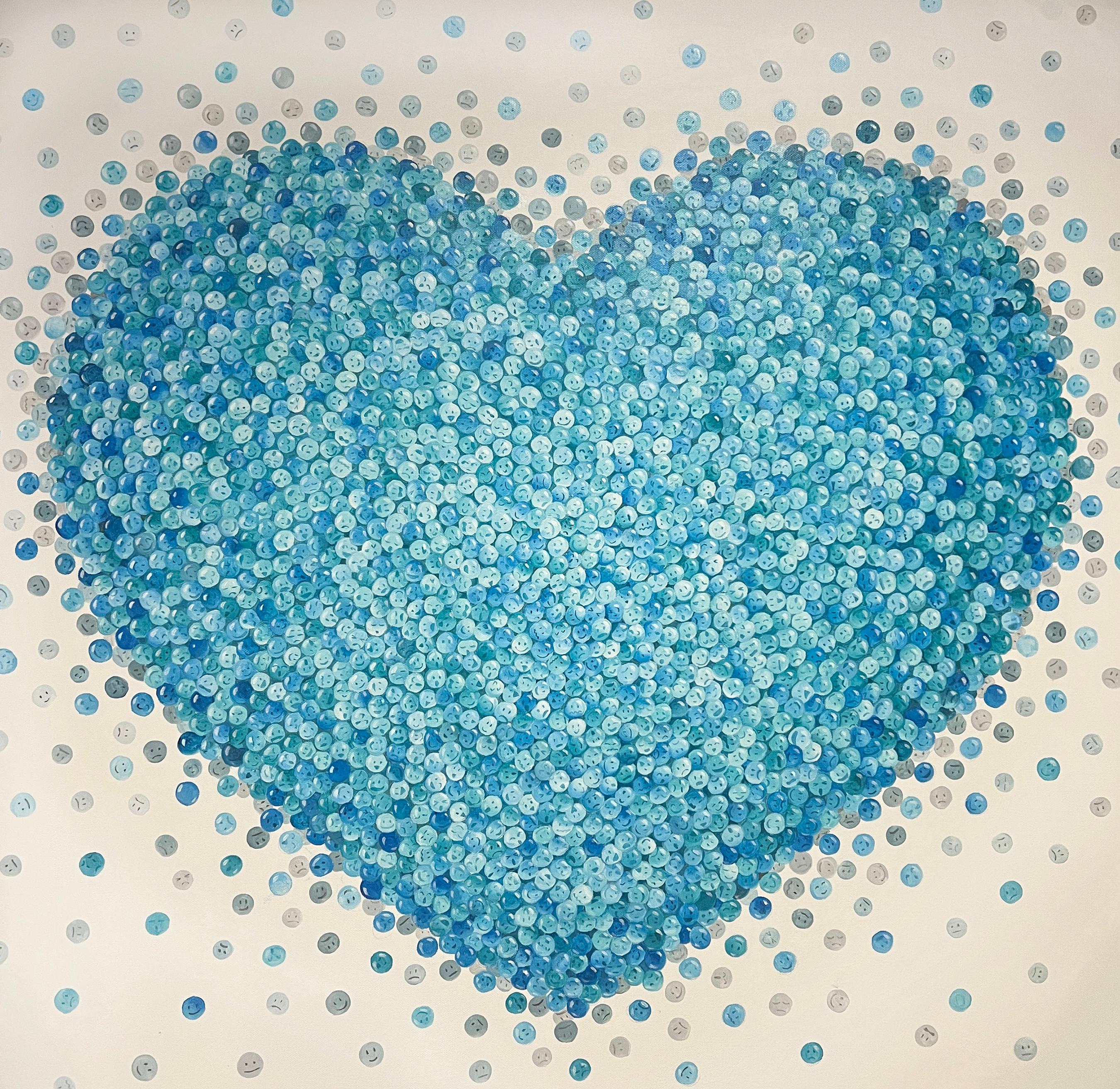 Sarah Shinhyo Kim Abstract Painting - Blue Heart