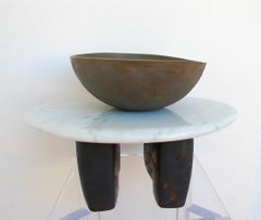 Bronze Bowl With Marble and Wood Sculpture
