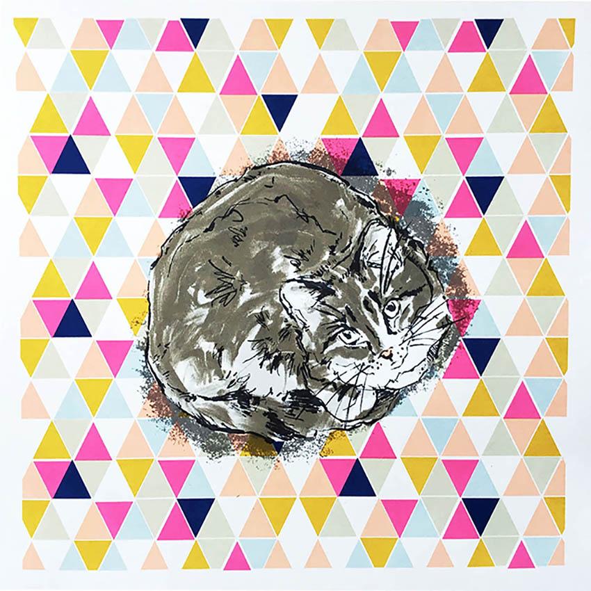 Another night on the tiles and Life’s a ball diptych
Overall sheet size cm : H70 x W70

Another night on the tiles by Sarah Targett [2021]
limited_edition
Screenprint
Edition number 50
Image size: H:28 cm x W:31 cm
Complete Size of Unframed Work: