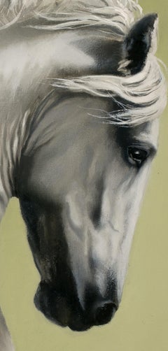 "Corazón valiente" de Sarah van der Helm, Pintura al óleo original, Caballo blanco