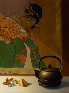 "Tea and Cookies" (2014) by Sarah van Der Helm, Oil Japanese Still-Life Painting
