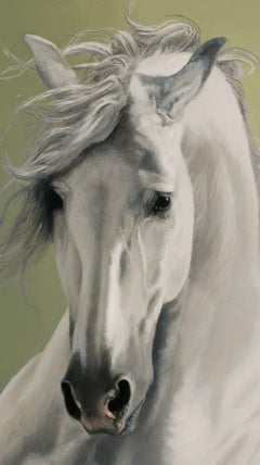 "Tempest" by Sarah van der Helm, Original Oil Painting, White Horse