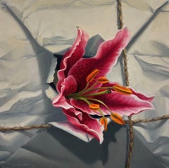 "Pacchetto bianco con stella polare" - Pittura a olio su pannello cullato