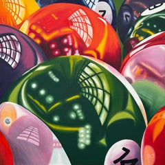 Palline da biliardo americano, serie “Sala giochi da casinò”, olio su tela, 2026