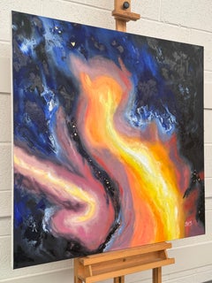„Elemental Abstract Fire & Water“ des zeitgenössischen britischen Künstlers, Öl auf Leinwand