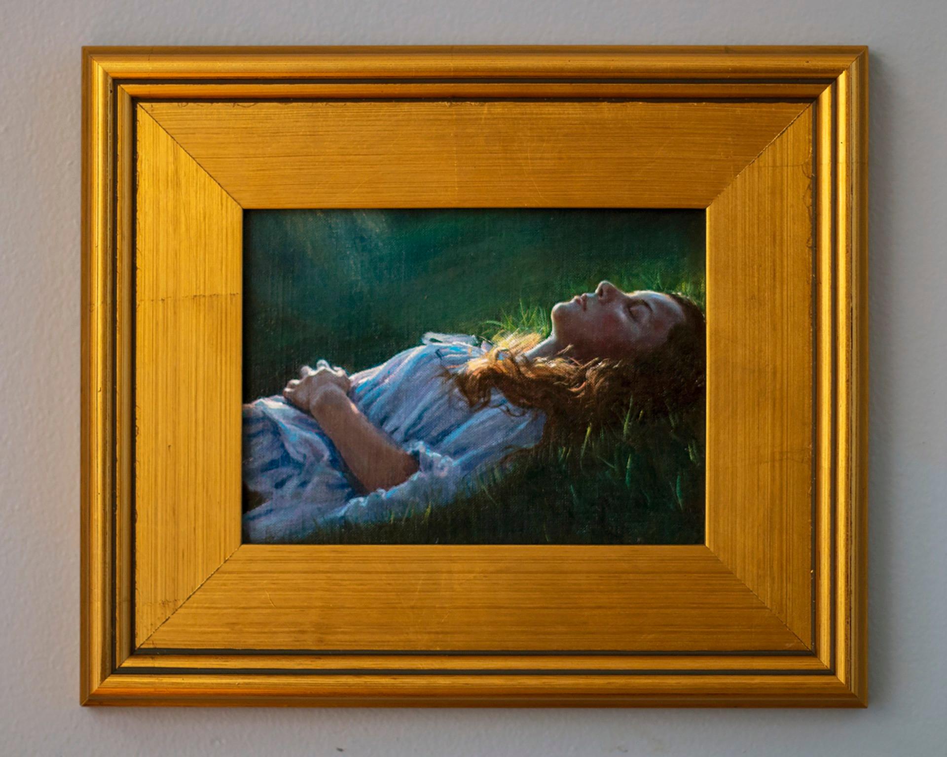 In un sogno - Figurative Painting Nero di Sarah Warda