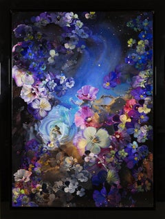 Flower Nebula - superbe peinture contemporaine d'inspiration florale de Sarah Warren