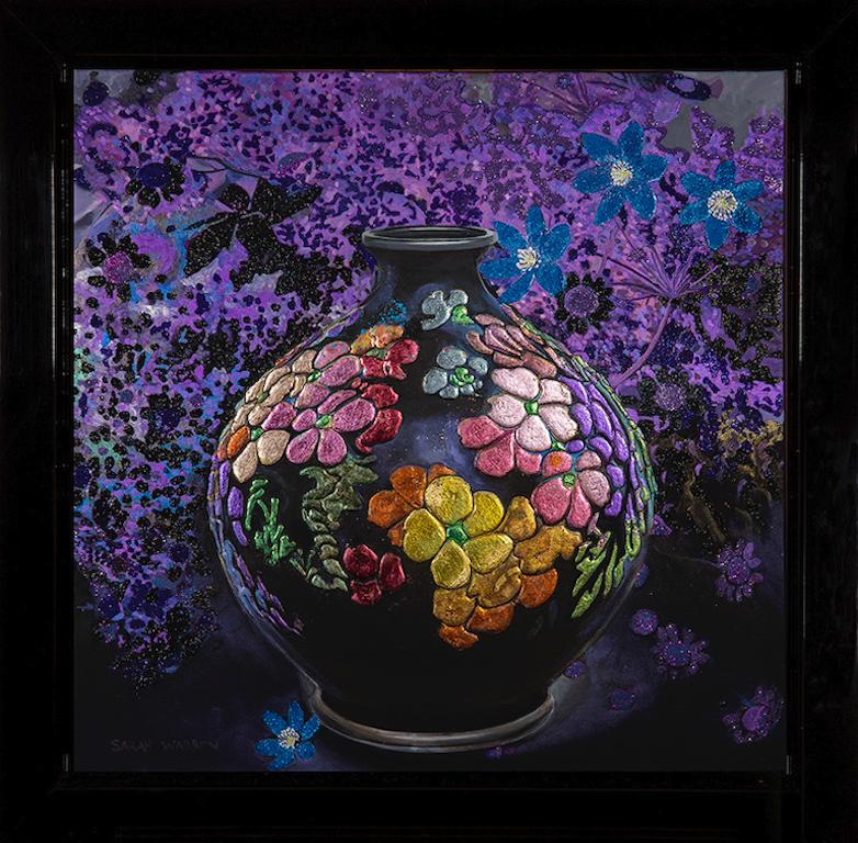 Flowery Pot pintura contemporánea de inspiración floral de la artista Sarah Warren en venta 1
