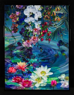 Waterlily Pool stunning contemporary floral painting by Sarah Warren