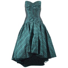 Sarah Whitworth Vintage High Low Petticoat Jacquard Evening Dress, 1980s