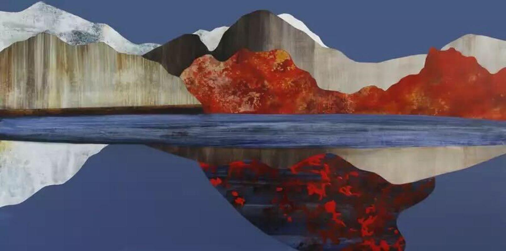 Sarah Winkler Landscape Painting – Schwebende Insel-Wasserstraßen