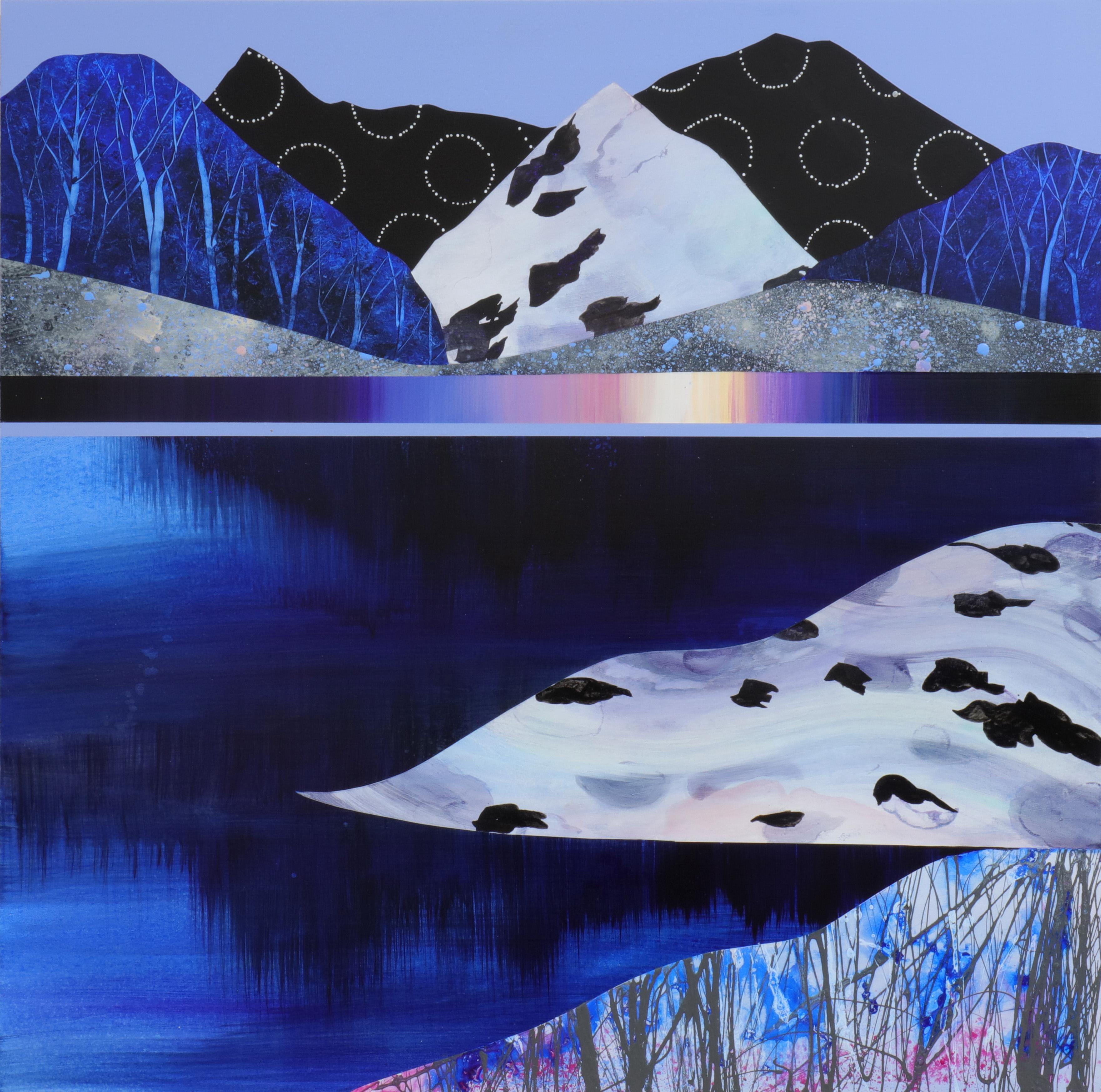 Landscape Painting de Sarah Winkler - Luz de Luna, Río Azul, Rodaja de Ágata