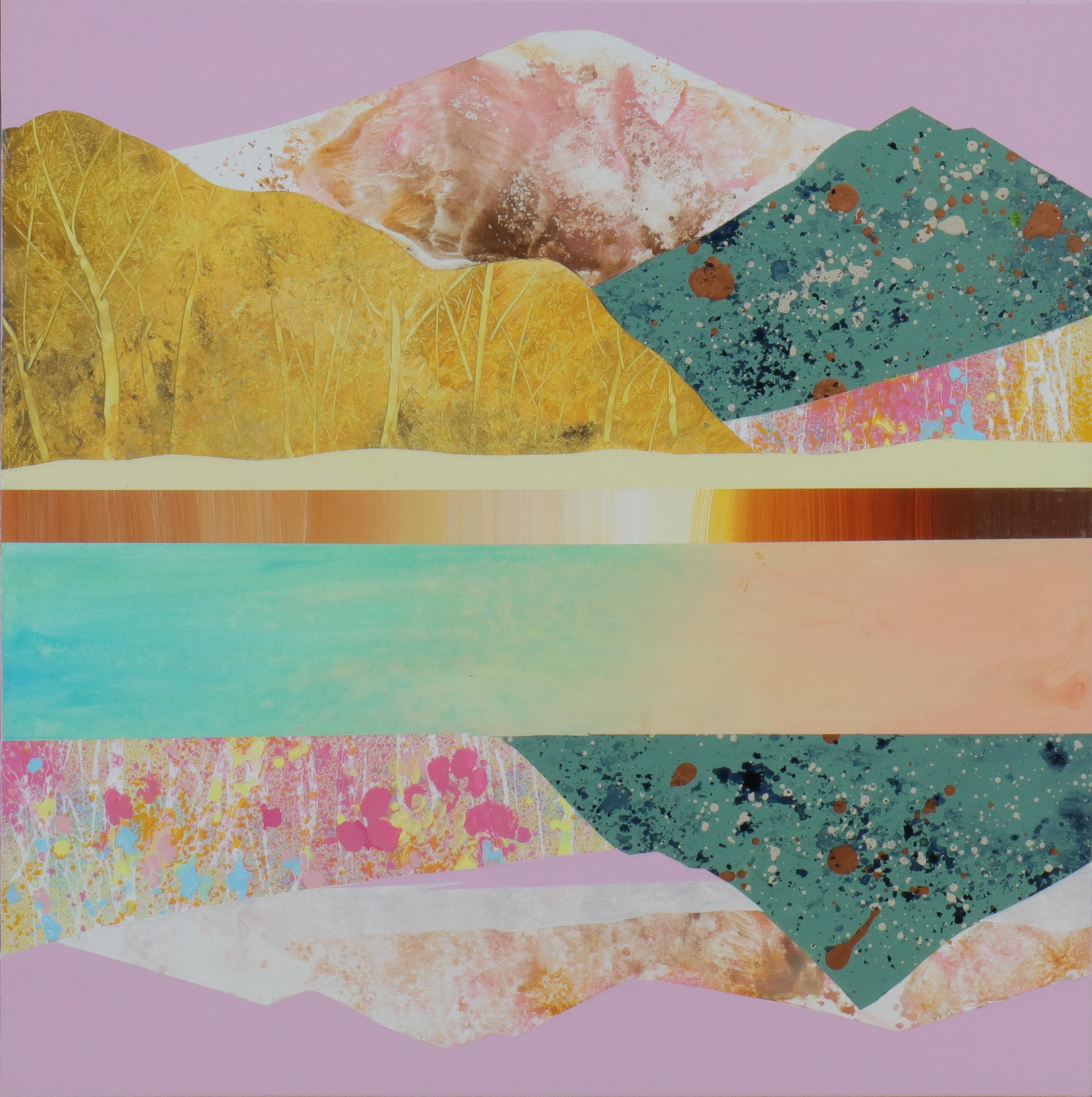 Landscape Painting di Sarah Winkler - Roccia del fiume: Turchese