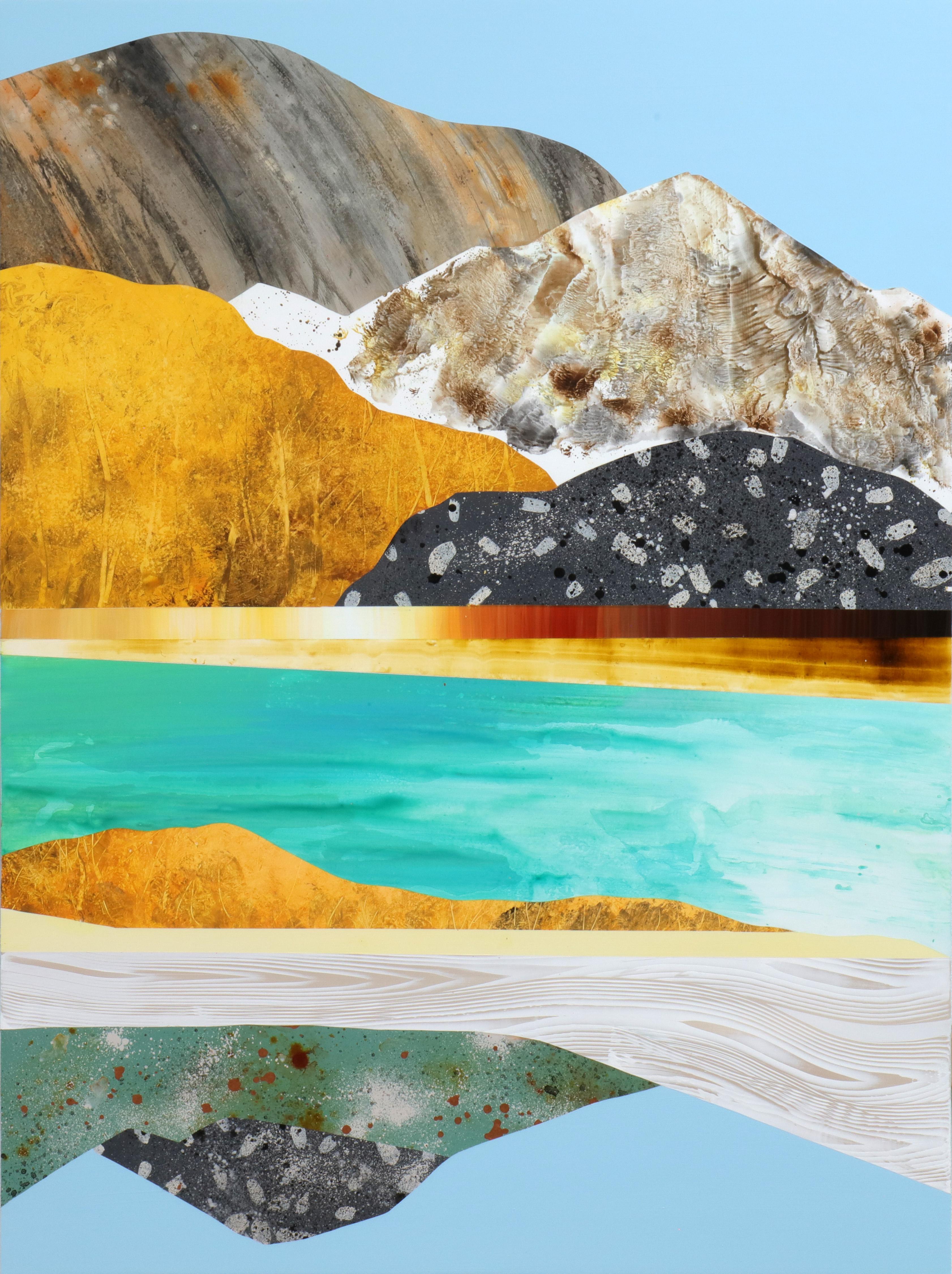 Landscape Painting di Sarah Winkler - Roccia fluviale: Turchese, porfido, arenaria