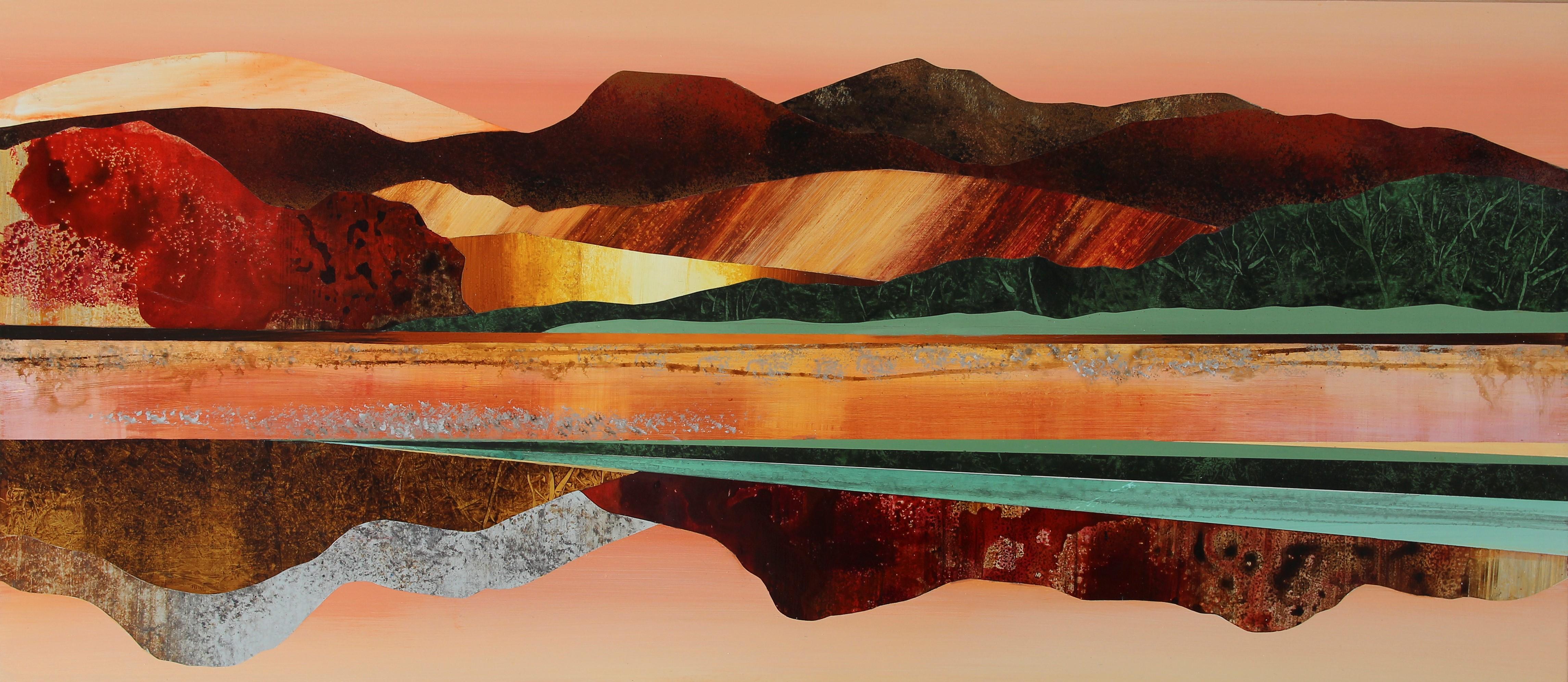 Sarah Winkler Abstract Painting – Sonnenuntergang, Up River