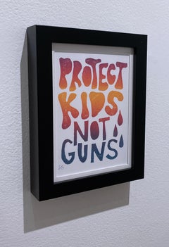 Protect, Ink, Paper Text, Cultural Commentary, Color Gradient Monoprint Contour