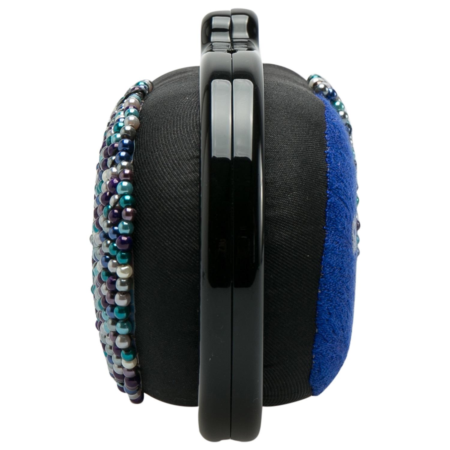 Women's Sarah's Bag Blue/Multicolor Beaded Fabric Chill Pill 2.0 Chain Clutch