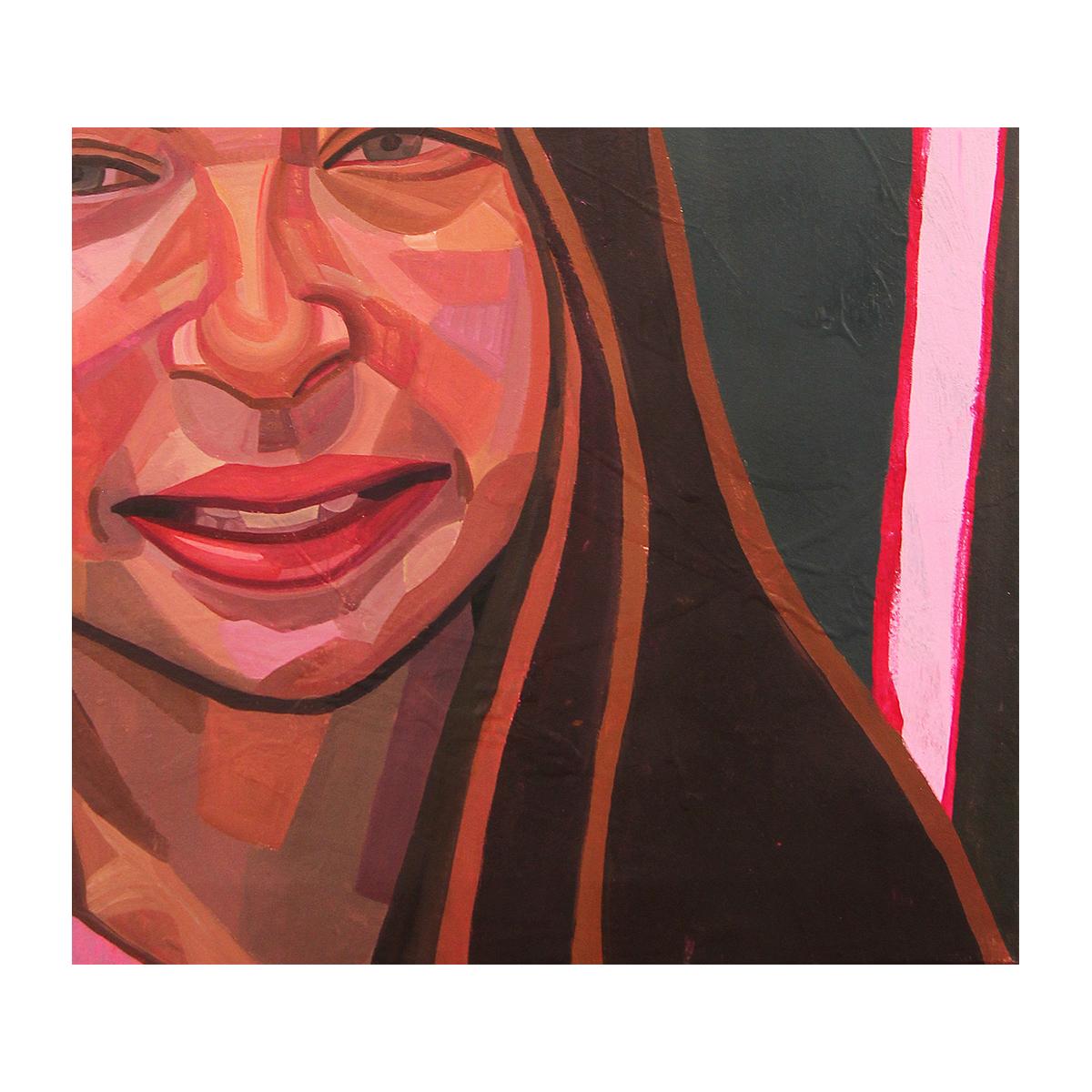 « Lisa's Daughter », peinture de portrait figurative abstraite contemporaine colorée en vente 1