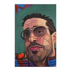 "Retrato de Sean" Retrato contemporáneo abstracto en tonos verdes de un hombre