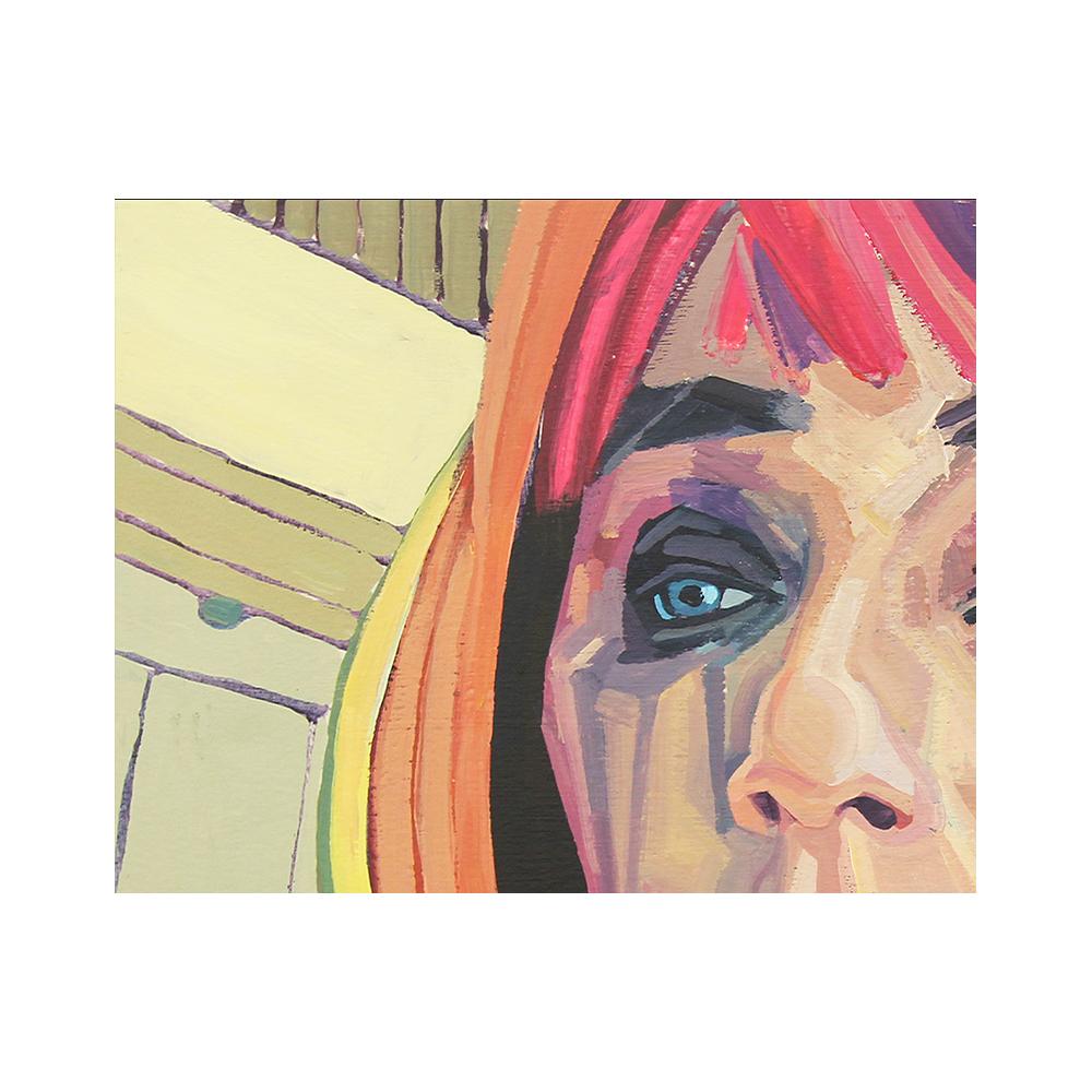 Coloratissimo autoritratto astratto dell'artista di Houston, TX, Saralene Tapley. Questo ritratto presenta l'artista come soggetto con una parrucca rosa. Con un mezzo principale come la serigrafia su tela, quest'opera presenta diversi dettagli e