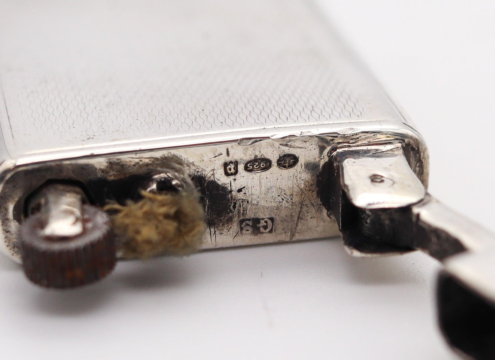 German SARASTRO 1929 Pforzheim Deco Everest Pocket Lighter In .925 Sterling Silver